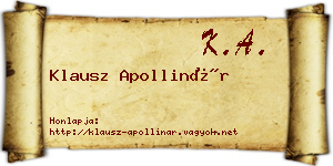 Klausz Apollinár névjegykártya